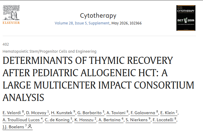 Cytotherapy abstract for the IMPACT Consortium multicenter thymic recovery analysis